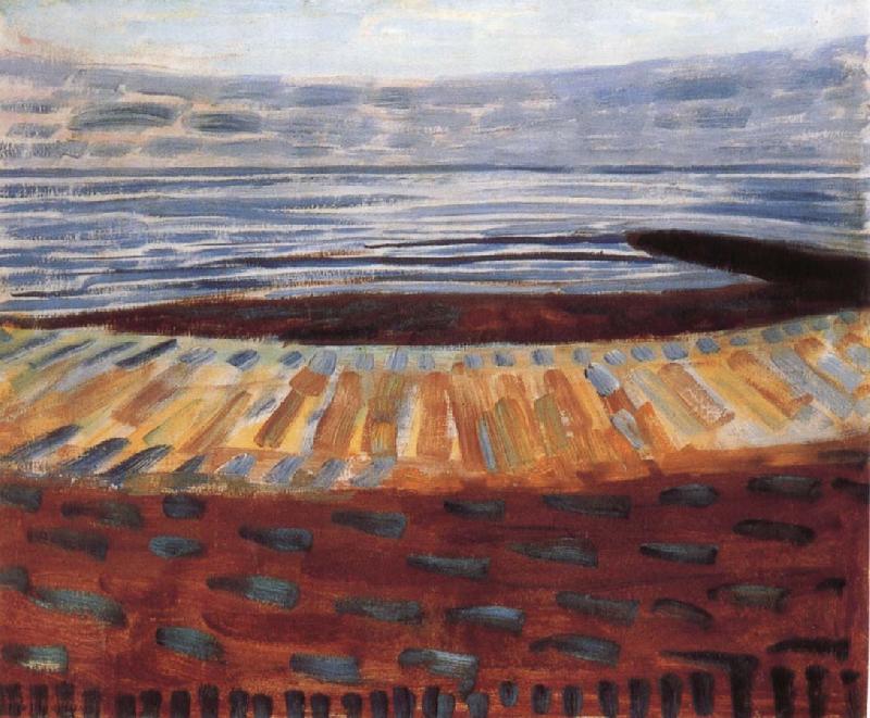 Piet Mondrian Sunset on the sea